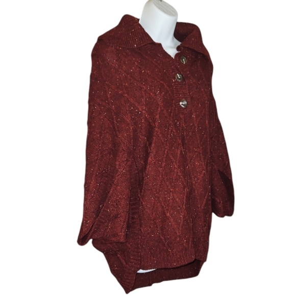 St. John's Bay - Asymmetrical Short Sleeve Poncho Pullover Sweater - S - Picture 4 of 9